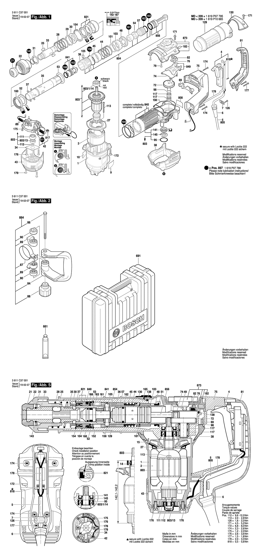 Bosch GSH 5 BASIC / 3611C37001 / EU 230 Volt Spare Parts