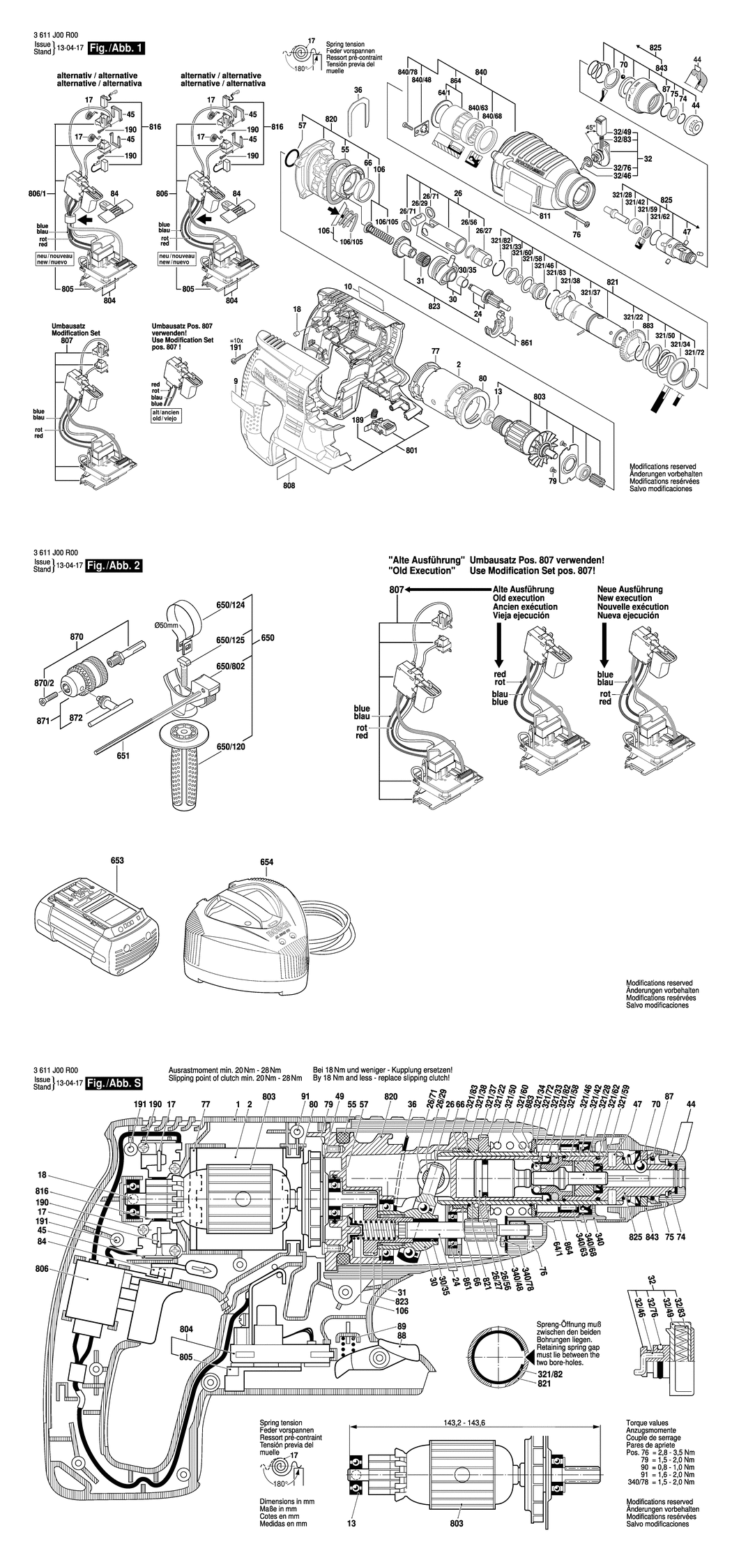 Bosch GBH 36 V-LI / 3611J00R00 / EU 36 Volt Spare Parts