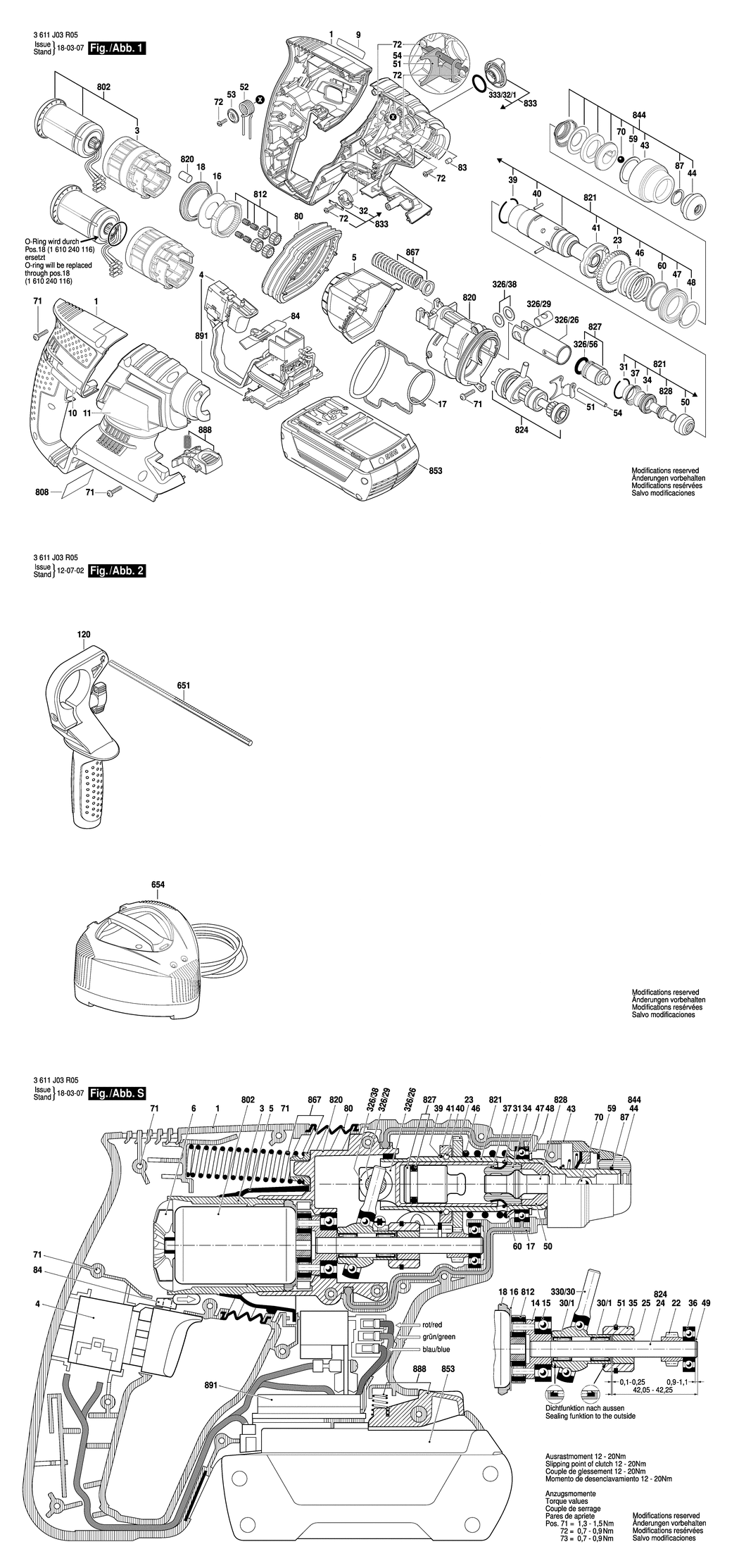 Bosch A-KBH 36 V-LI / 3611J03R06 / EU 36 Volt Spare Parts