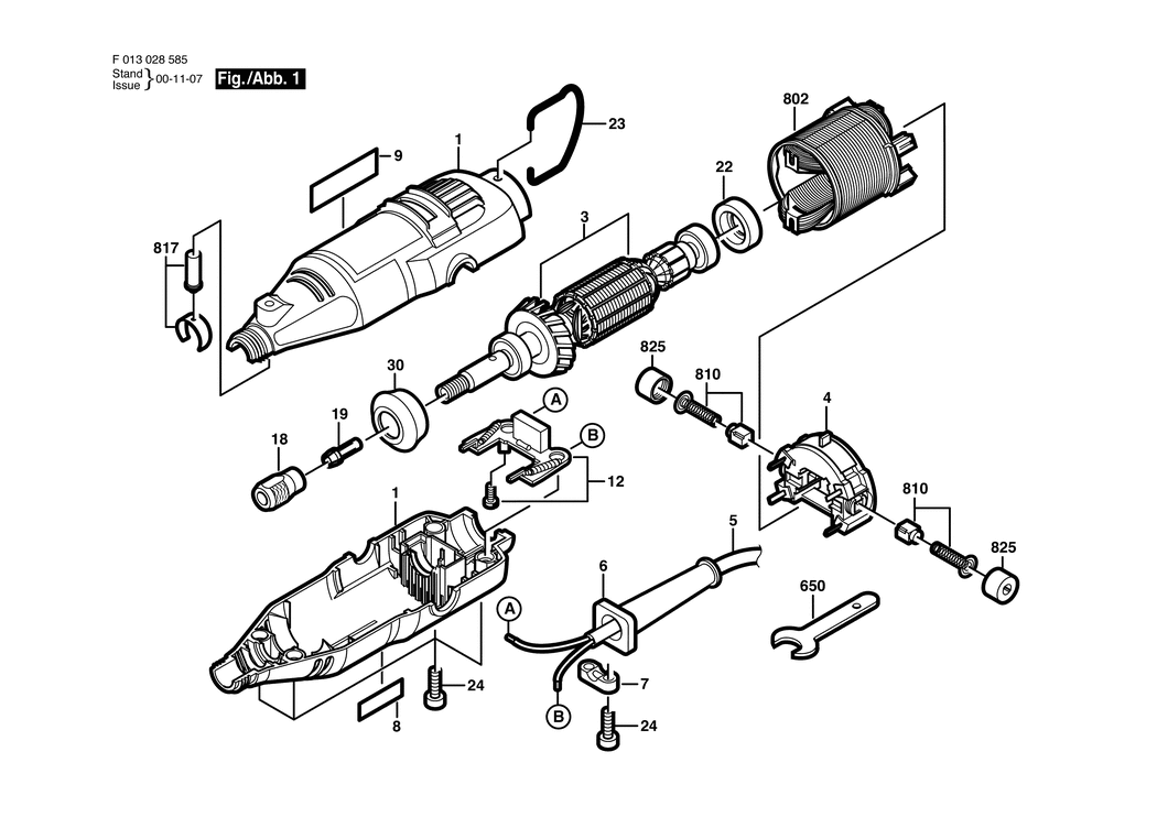 Dremel 285 / F013028585 / GB 240 Volt Spare Parts