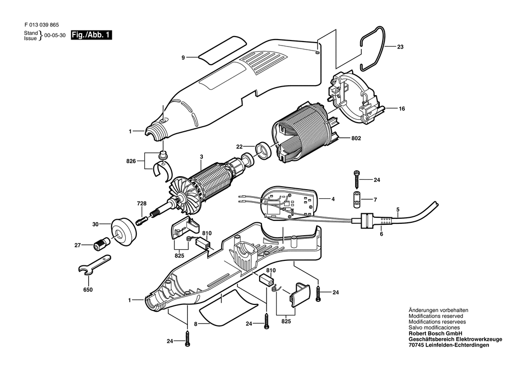 Dremel 398 / F013039865 / EU 230 Volt Spare Parts