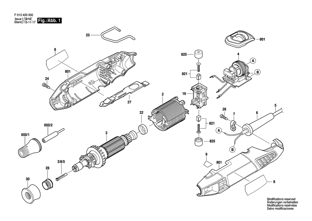 Dremel 4200 / F013420045 / EU 230 Volt Spare Parts