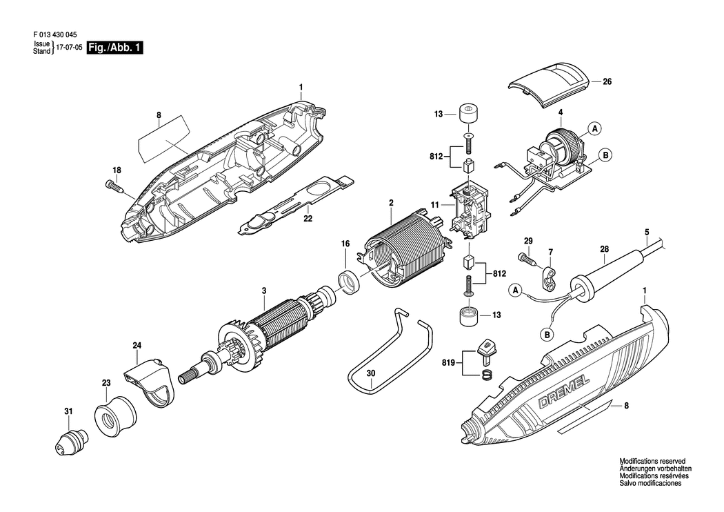 Dremel 4300 / F013430046 / GB 230 Volt Spare Parts