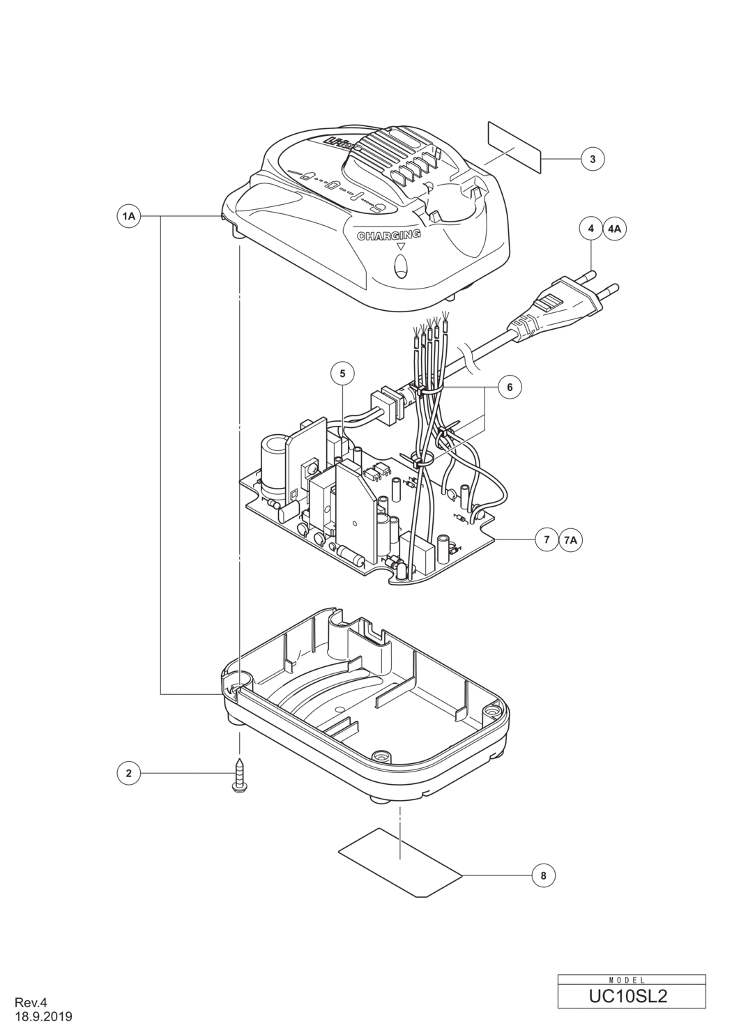 Hitachi / Hikoki UC10SL2 Charger Spare Parts