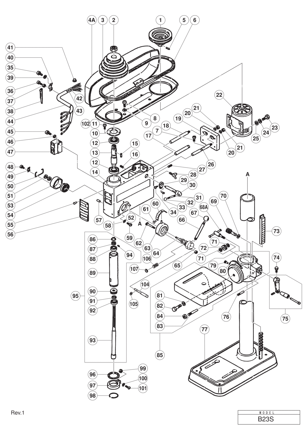 Hitachi / Hikoki B23S Bench Drill Spare Parts