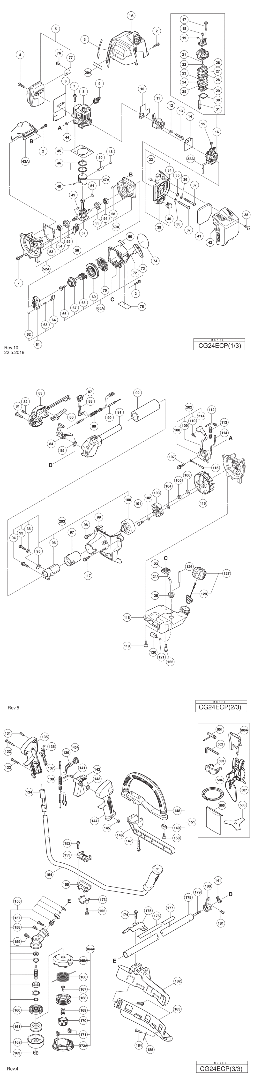 Hitachi / Hikoki CG24ECP Engine Grass Trimmer/brush Cutter Spare Parts