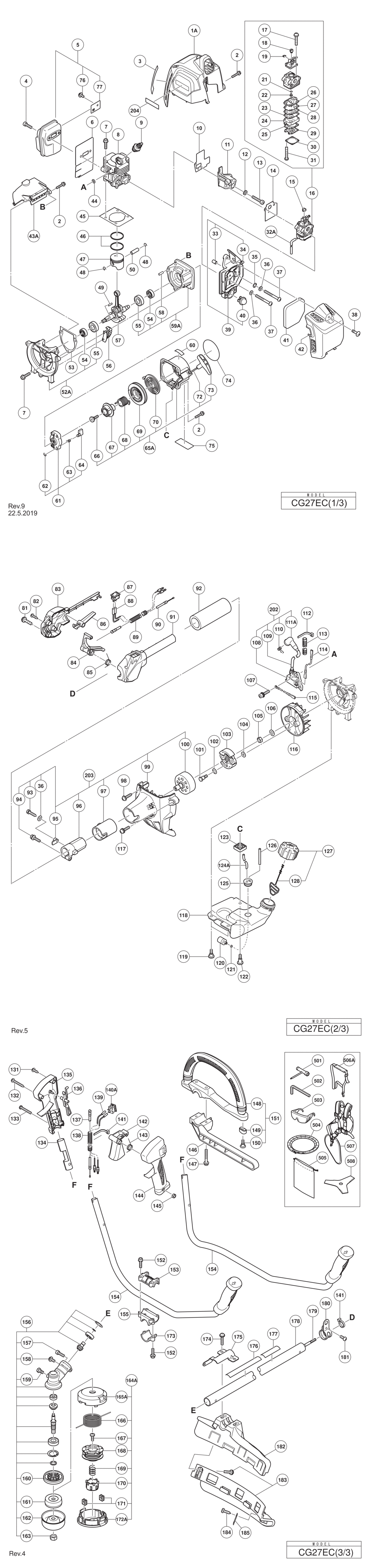 Hitachi / Hikoki CG27EC Engine Grass Trimmer/brush Cutter Spare Parts