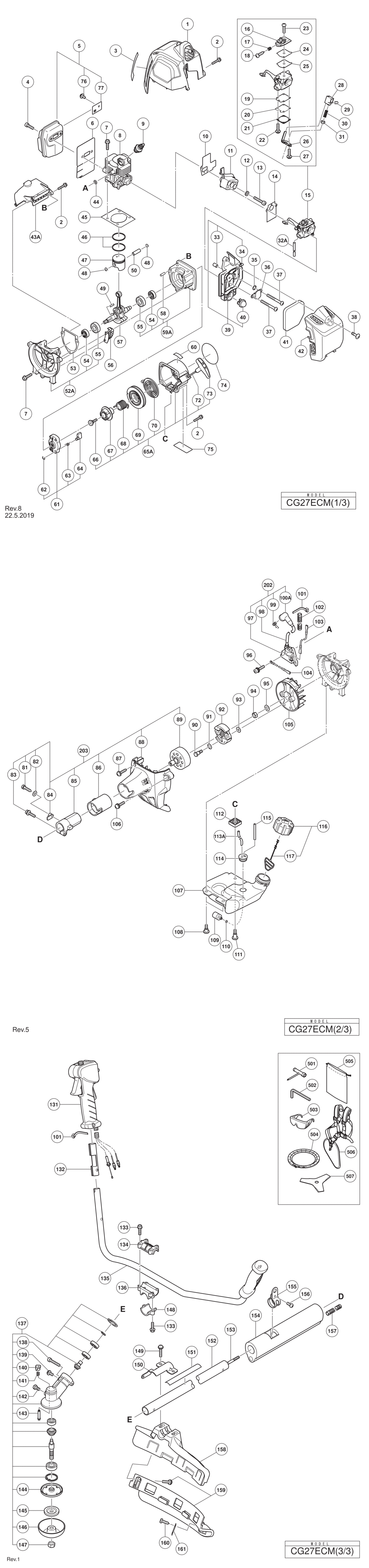 Hitachi / Hikoki CG27ECM Engine Grass Trimmer/brush Cutter Spare Parts