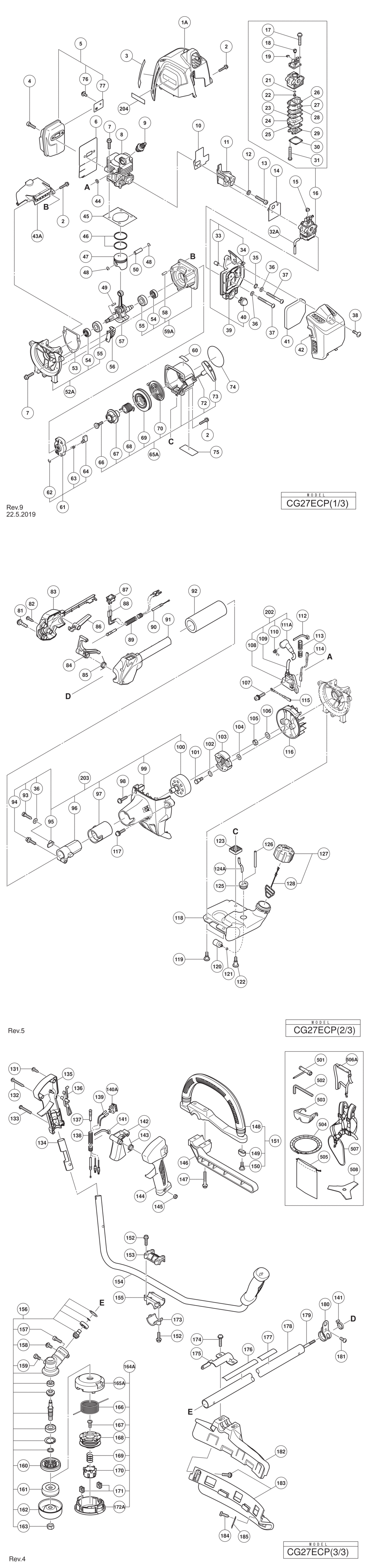 Hitachi / Hikoki CG27ECP Engine Grass Trimmer/brush Cutter Spare Parts