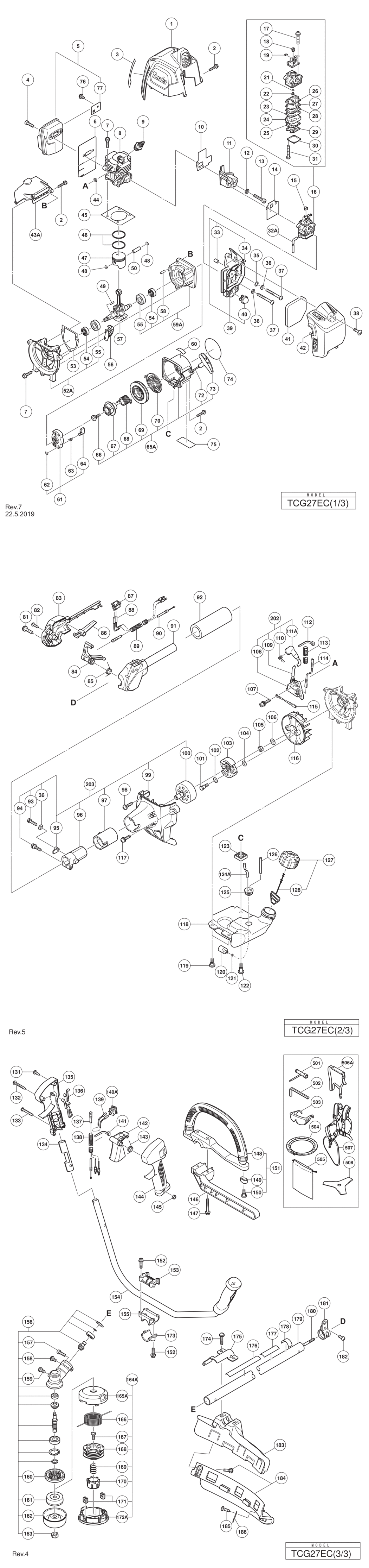 Hitachi / Hikoki TCG27EC Engine Grass Trimmer/brush Cutter Spare Parts