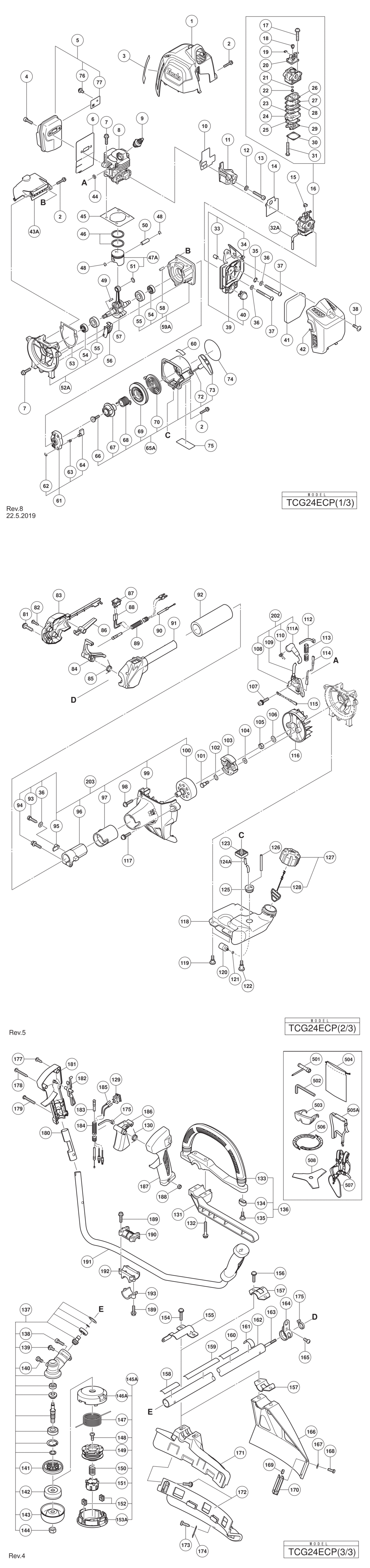 Hitachi / Hikoki TCG24ECP Engine Brush Cutter Spare Parts