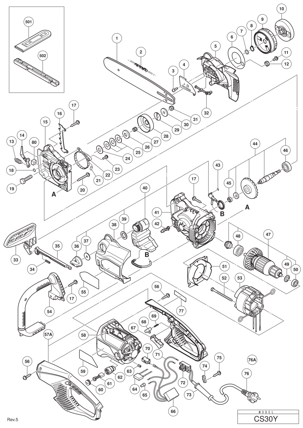 Hitachi / Hikoki CS30Y Chain Saw Spare Parts