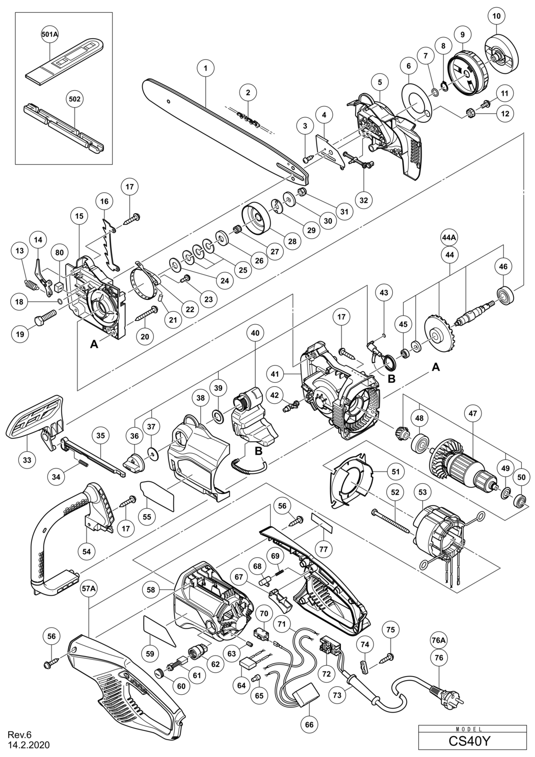 Hitachi / Hikoki CS40Y Chain Saw Spare Parts