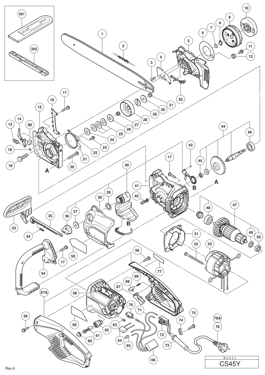 Hitachi / Hikoki CS45Y Chain Saw Spare Parts