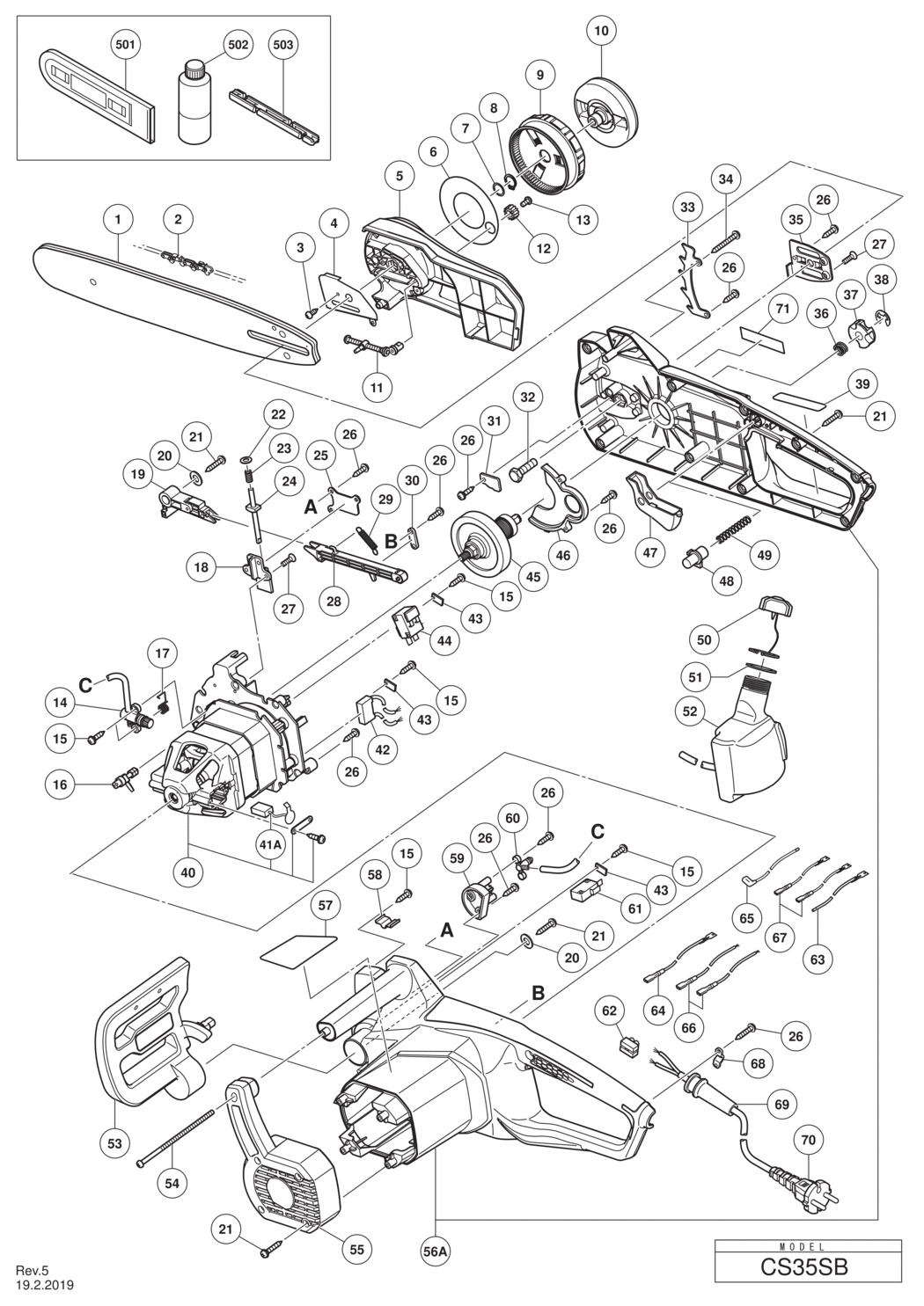 Hitachi / Hikoki CS35SB Chain Saw Spare Parts