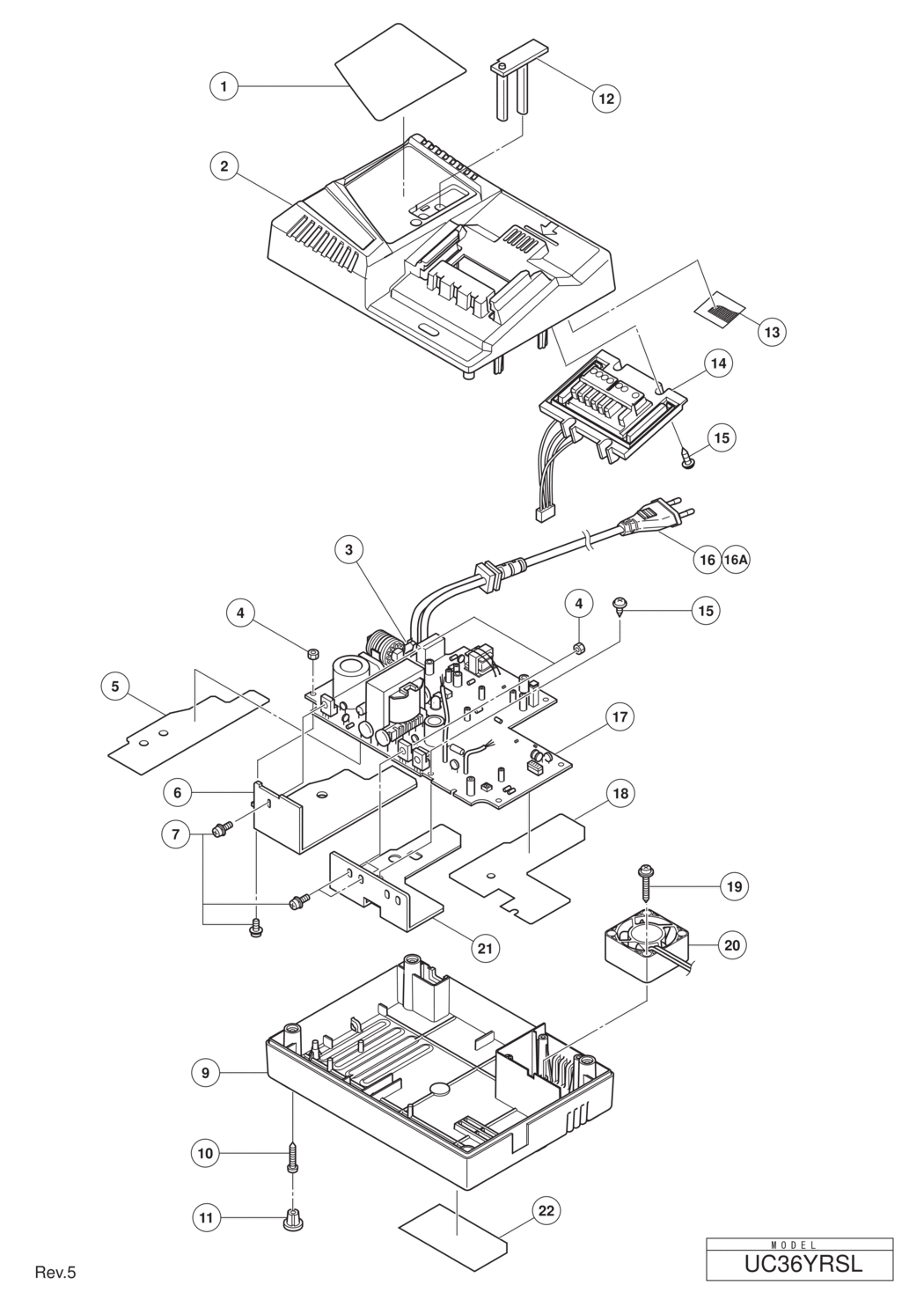 Hitachi / Hikoki UC36YRSL Charger Spare Parts