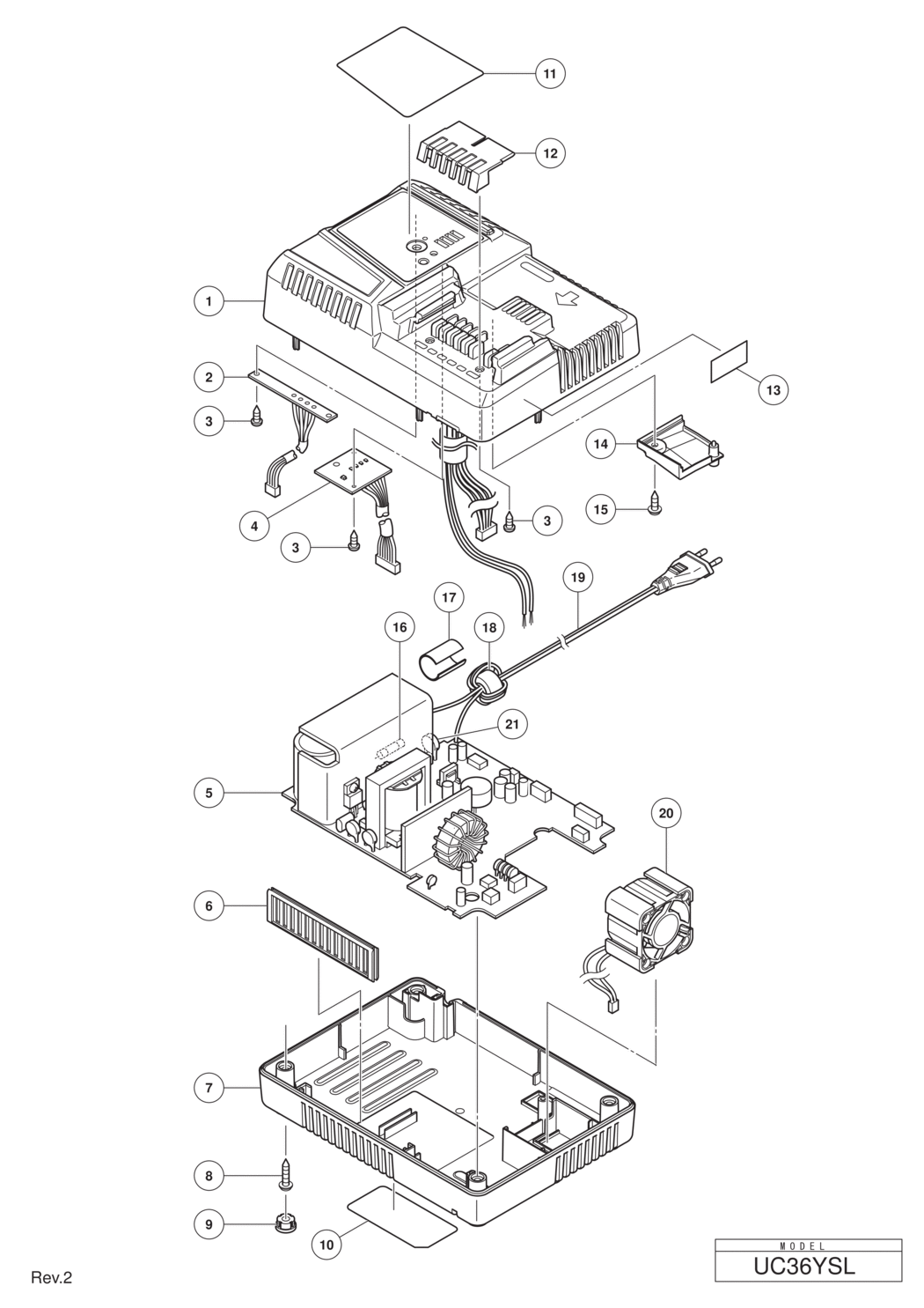 Hitachi / Hikoki UC36YSL Charger Spare Parts