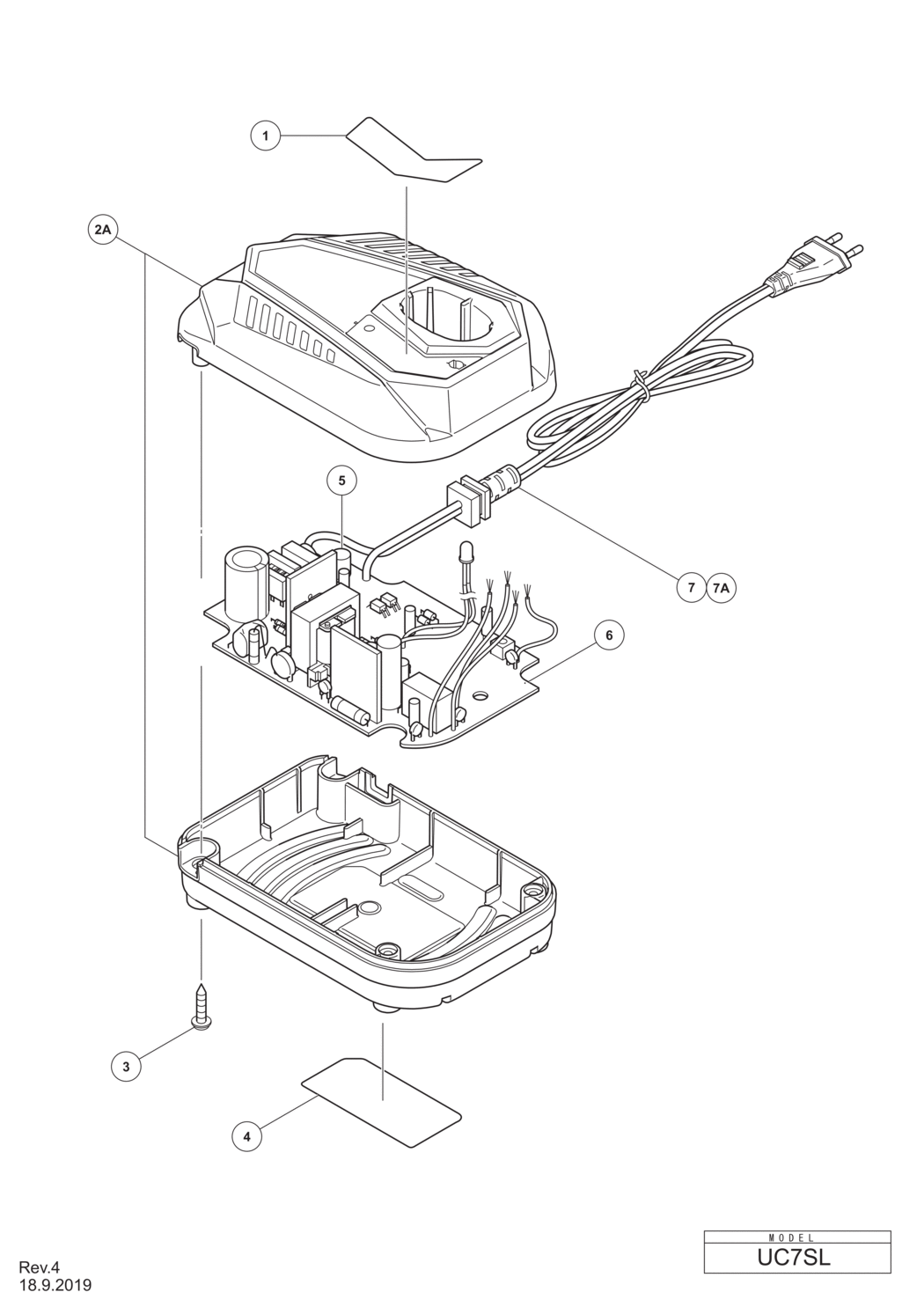 Hitachi / Hikoki UC7SL Charger Spare Parts