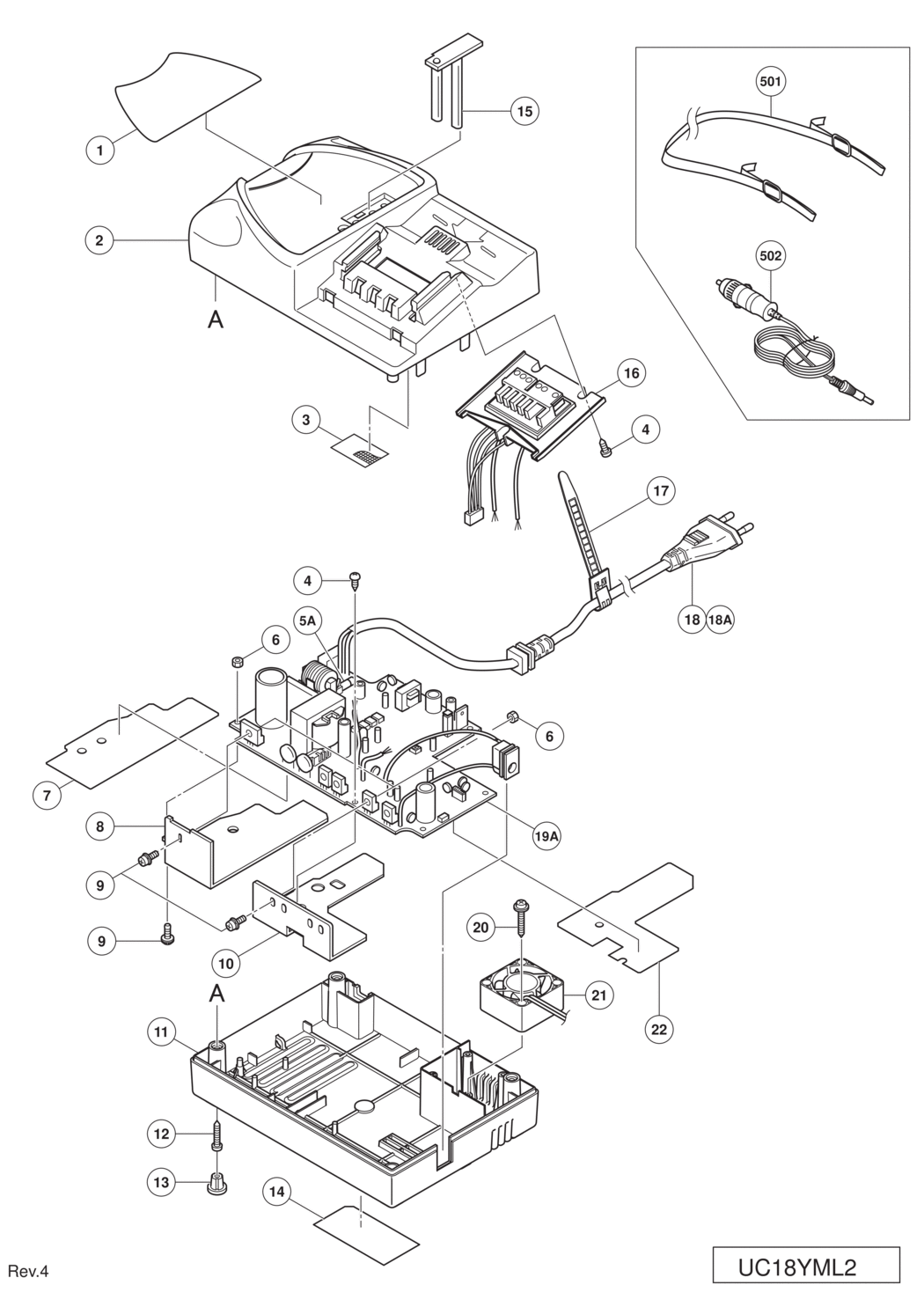 Hitachi / Hikoki UC18YML2 Charger Spare Parts