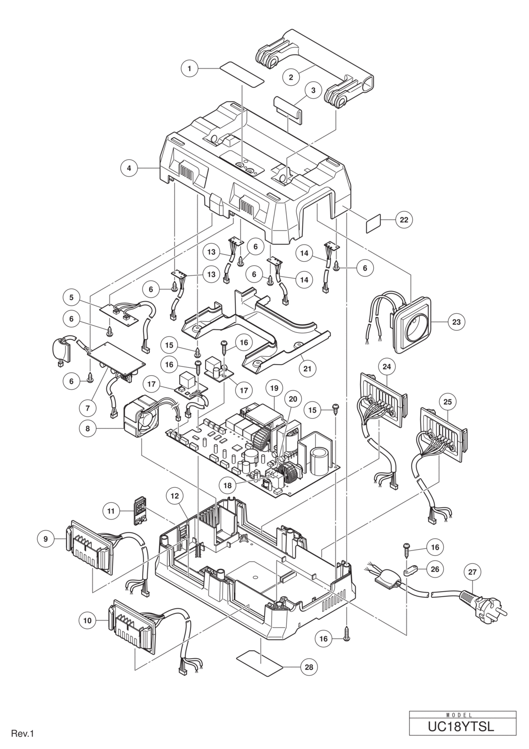 Hitachi / Hikoki UC18YTSL Charger Spare Parts