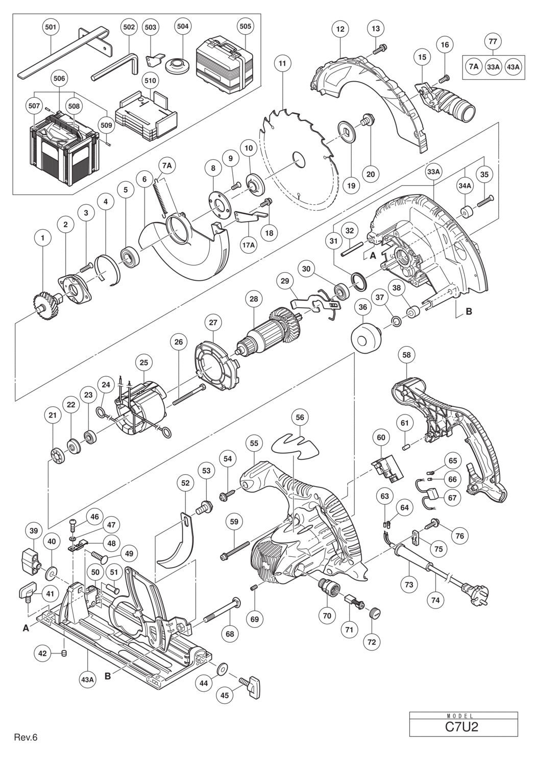 Hitachi / Hikoki C7U2 Circular Saw Spare Parts