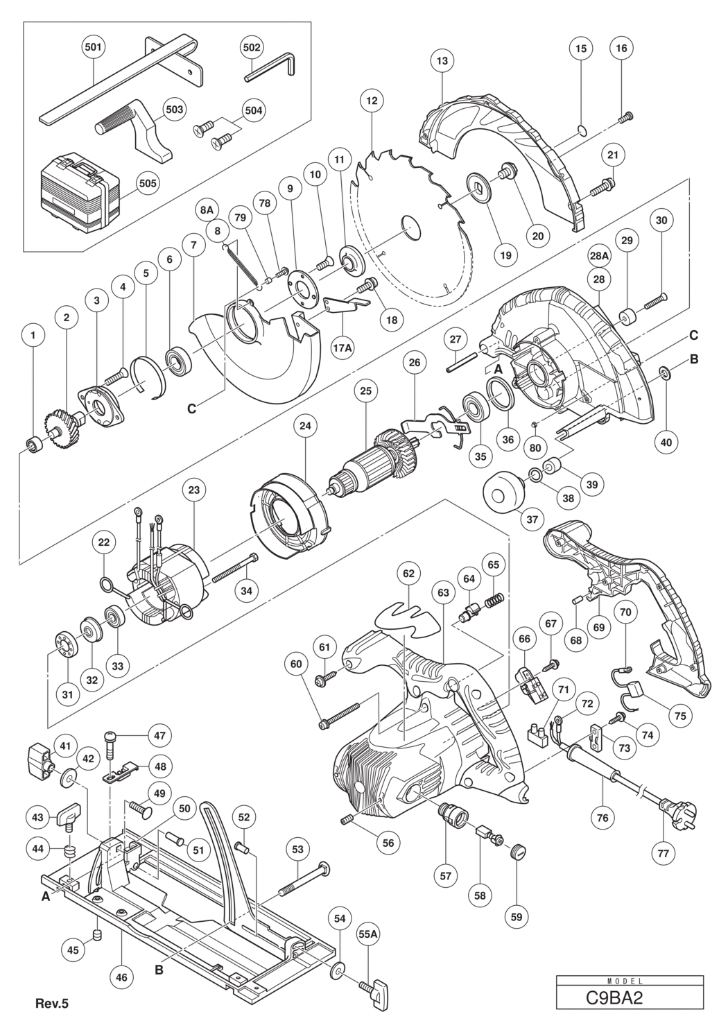 Hitachi / Hikoki C9BA2 Circular Saw Spare Parts