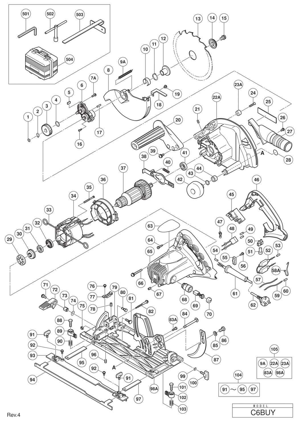 Hitachi / Hikoki C6BUY Circular Saw Spare Parts