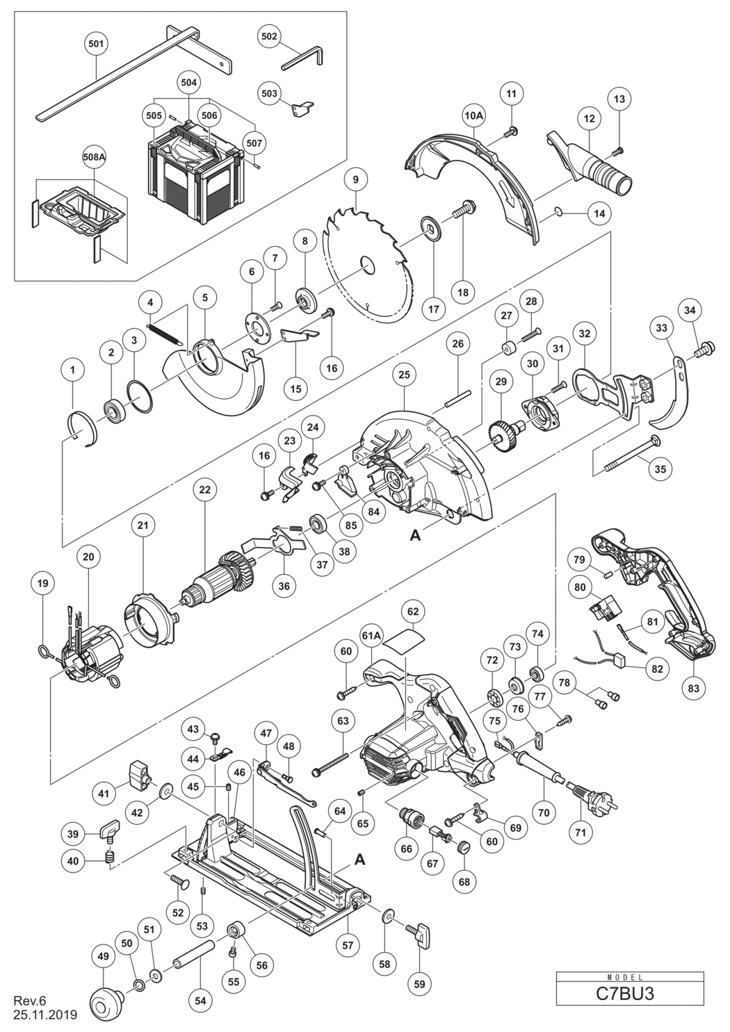 Hitachi / Hikoki C7BU3 Circular Saw Spare Parts