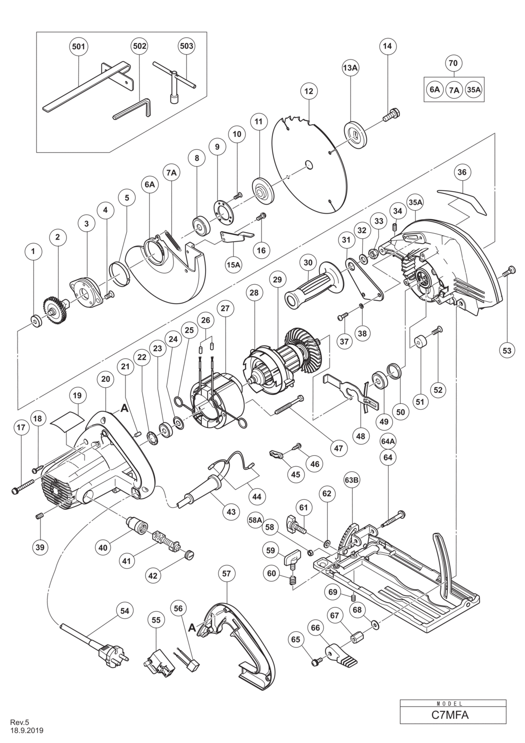 Hitachi / Hikoki C7MFA Circular Saw Spare Parts