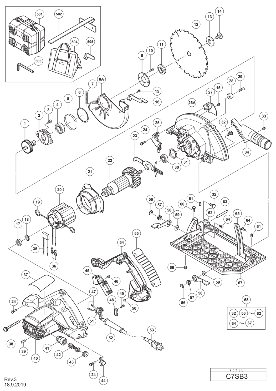 Hitachi / Hikoki C7SB3 Circular Saw Spare Parts