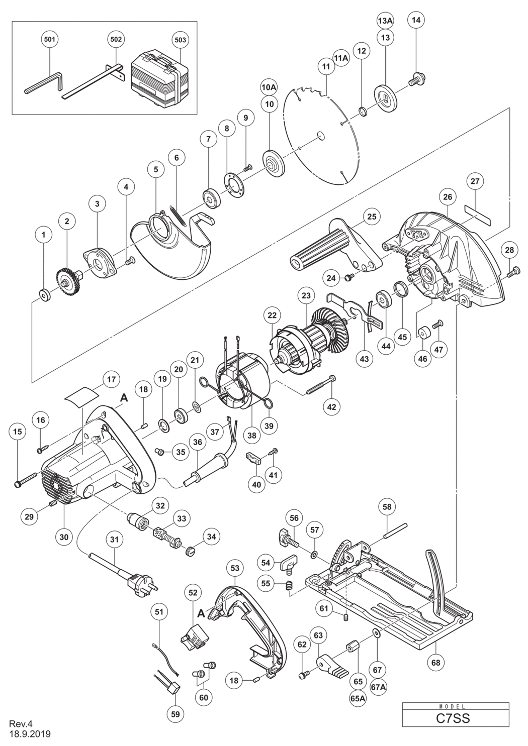 Hitachi / Hikoki C7SS Circular Saw Spare Parts