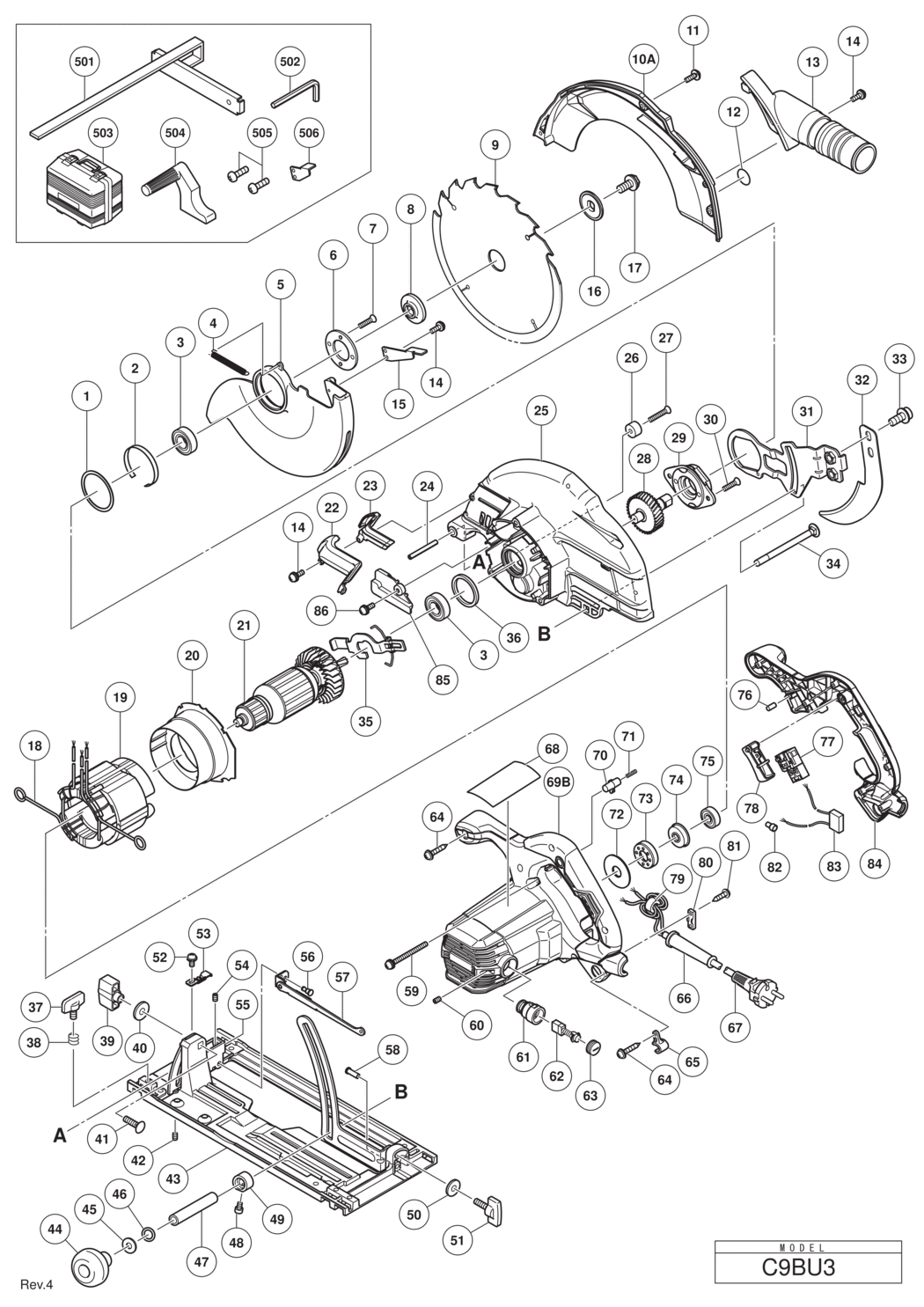 Hitachi / Hikoki C9BU3 Circular Saw Spare Parts