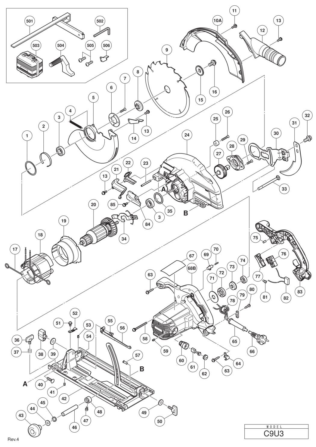 Hitachi / Hikoki C9U3 Circular Saw Spare Parts