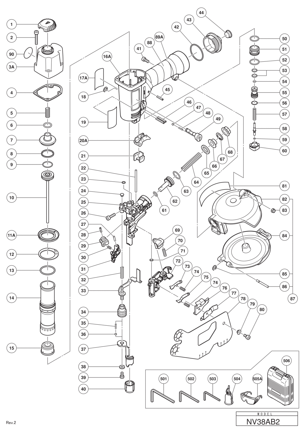 Hitachi / Hikoki NV38AB2 Coil Nailer Spare Parts