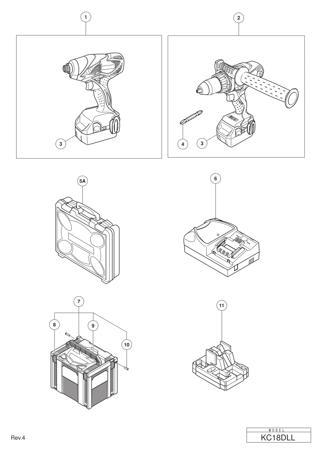 Hitachi / Hikoki KC18DLL Cordless Combo Kit Spare Parts