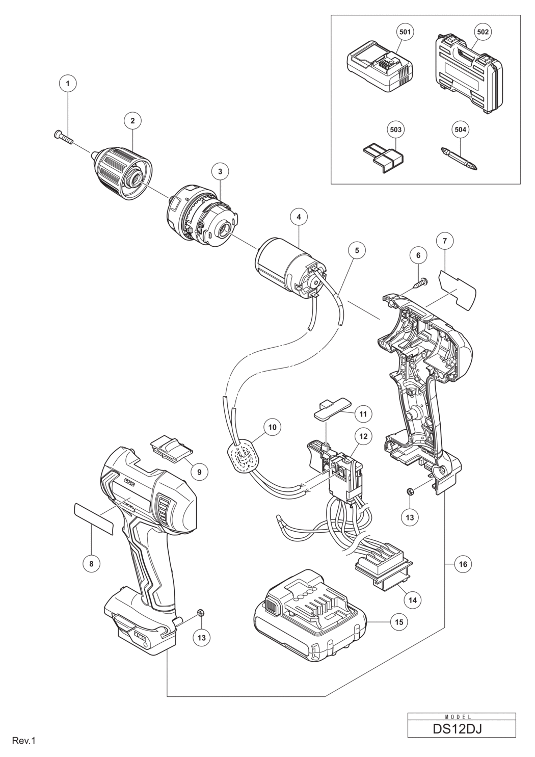 Hitachi / Hikoki DS12DJ Cordless Driver Drill Spare Parts