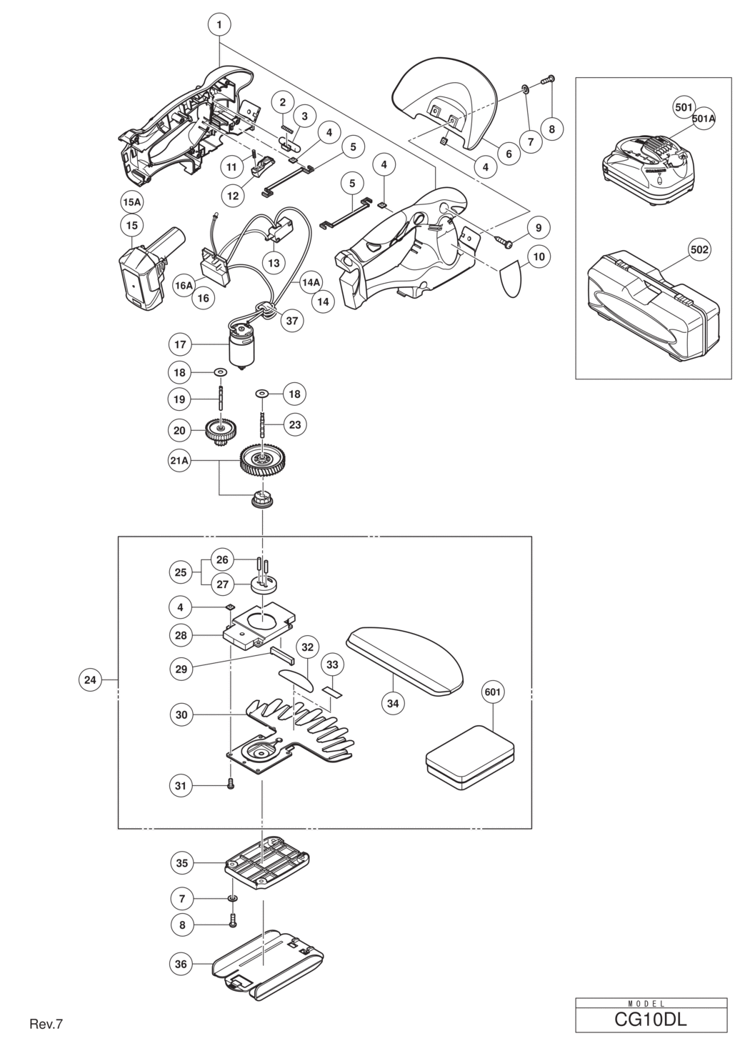 Hitachi / Hikoki CG10DL Cordless Hedge Trimmer Spare Parts