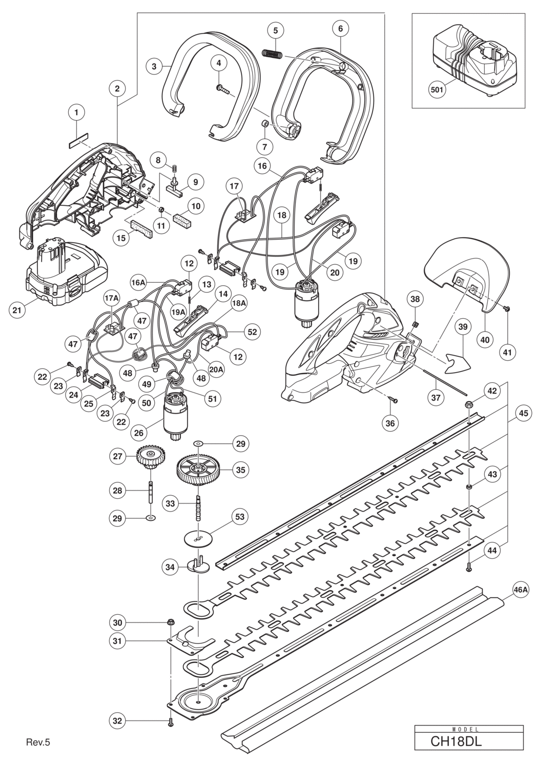 Hitachi / Hikoki CH18DL Cordless Hedge Trimmer Spare Parts