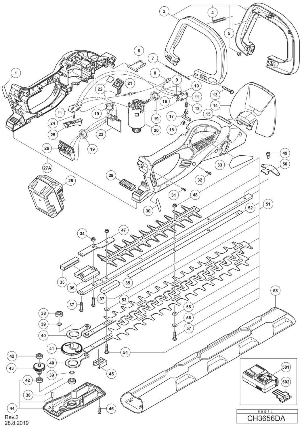 Hitachi / Hikoki CH3656DA Engine Hedge Trimmer Spare Parts