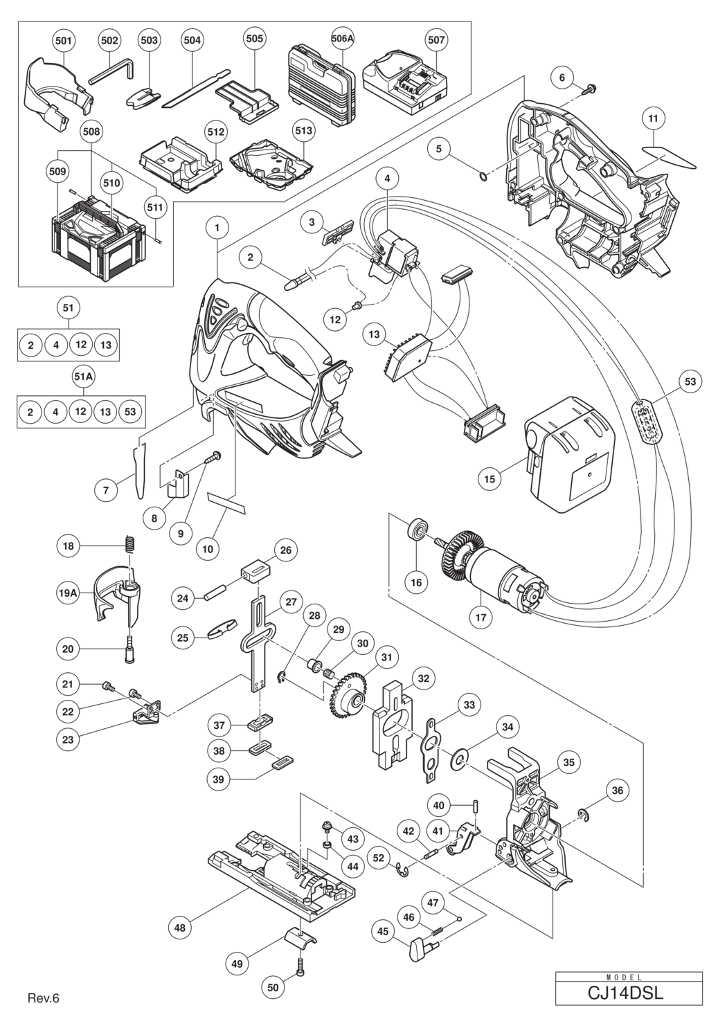 Hitachi / Hikoki CJ14DSL Cordless Jig Saw Spare Parts