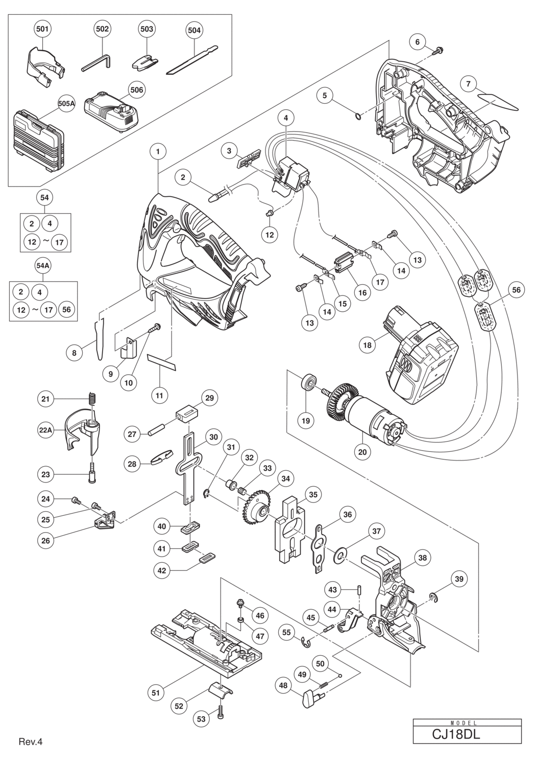 Hitachi / Hikoki CJ18DL Cordless Jig Saw Spare Parts