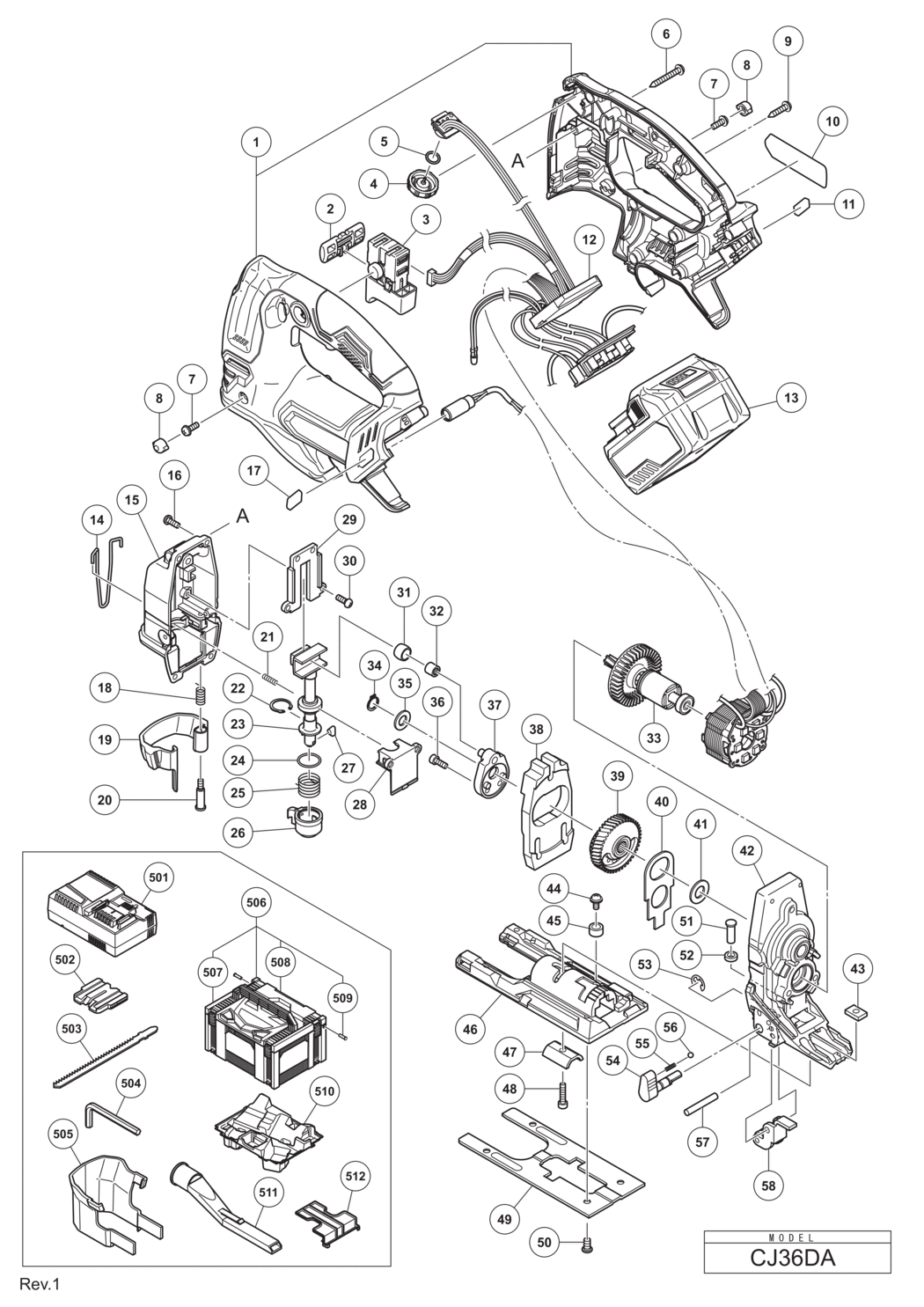 Hitachi / Hikoki CJ36DA Cordless Jig Saw Spare Parts