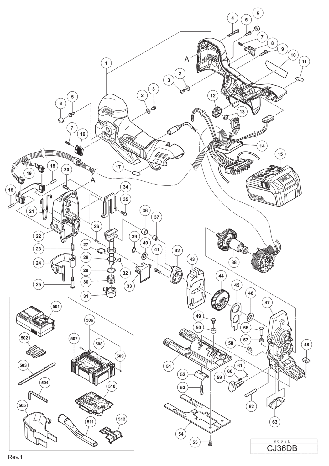 Hitachi / Hikoki CJ36DB Cordless Jig Saw Spare Parts