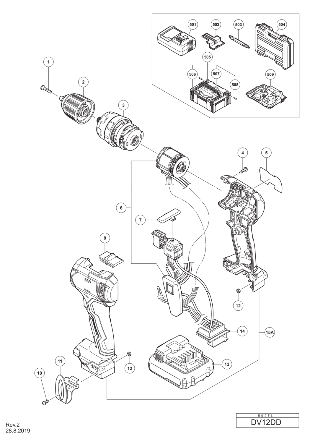 Hitachi / Hikoki DV12DD Cordless Impact Driver Drill Spare Parts