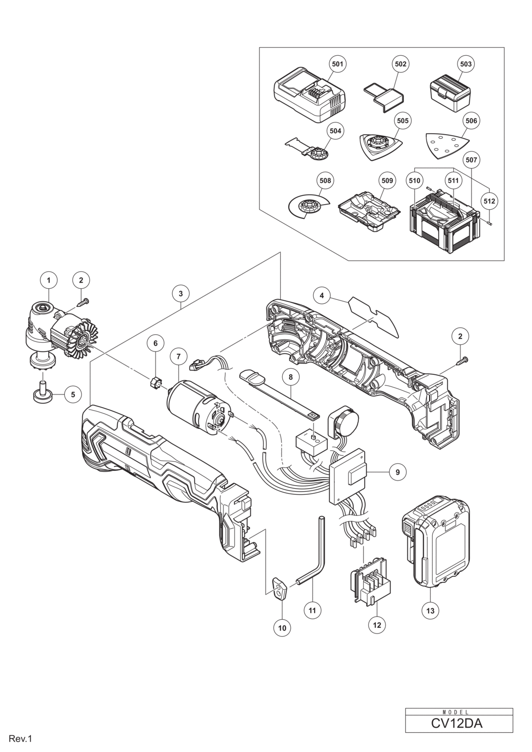 Hitachi / Hikoki CV12DA Cordless Multi Tools Spare Parts