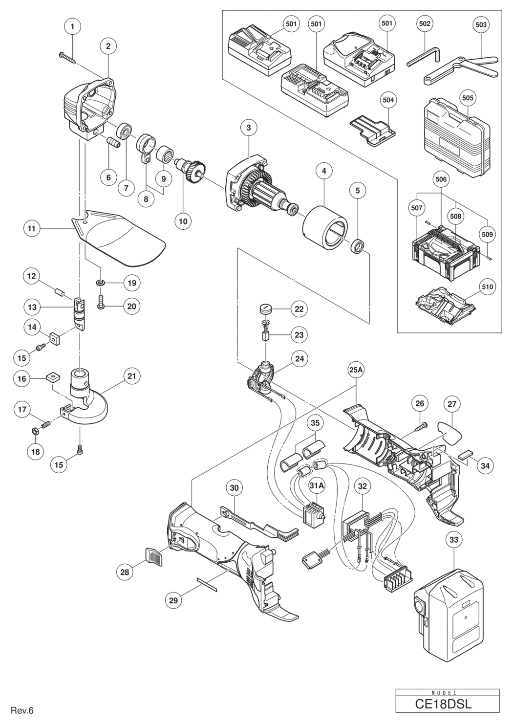 Hitachi / Hikoki CE18DSL Cordless Nibbler Spare Parts