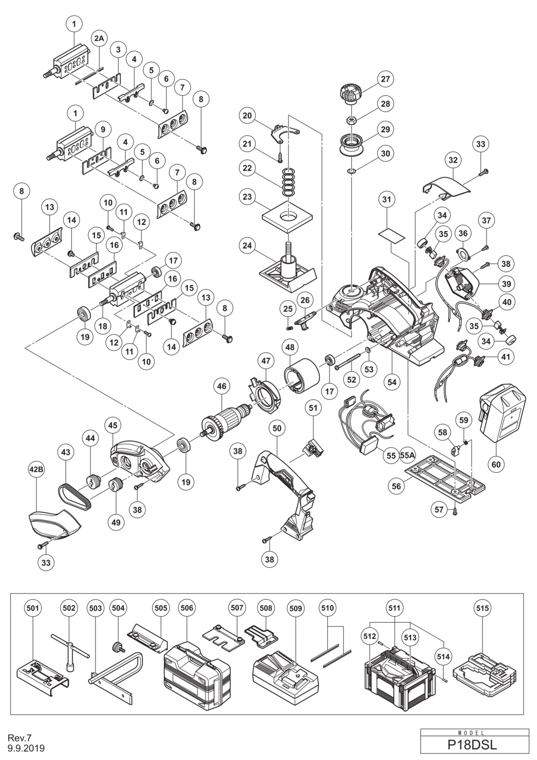 Hitachi / Hikoki P18DSL Cordless Planer Spare Parts