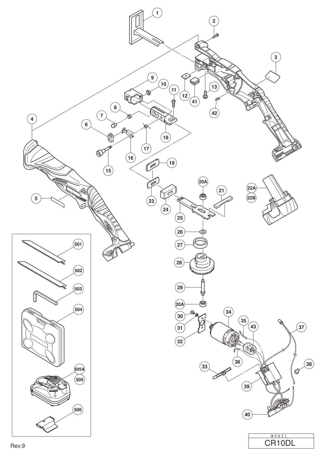 Hitachi / Hikoki CR10DL Cordless Saber Saw Spare Parts