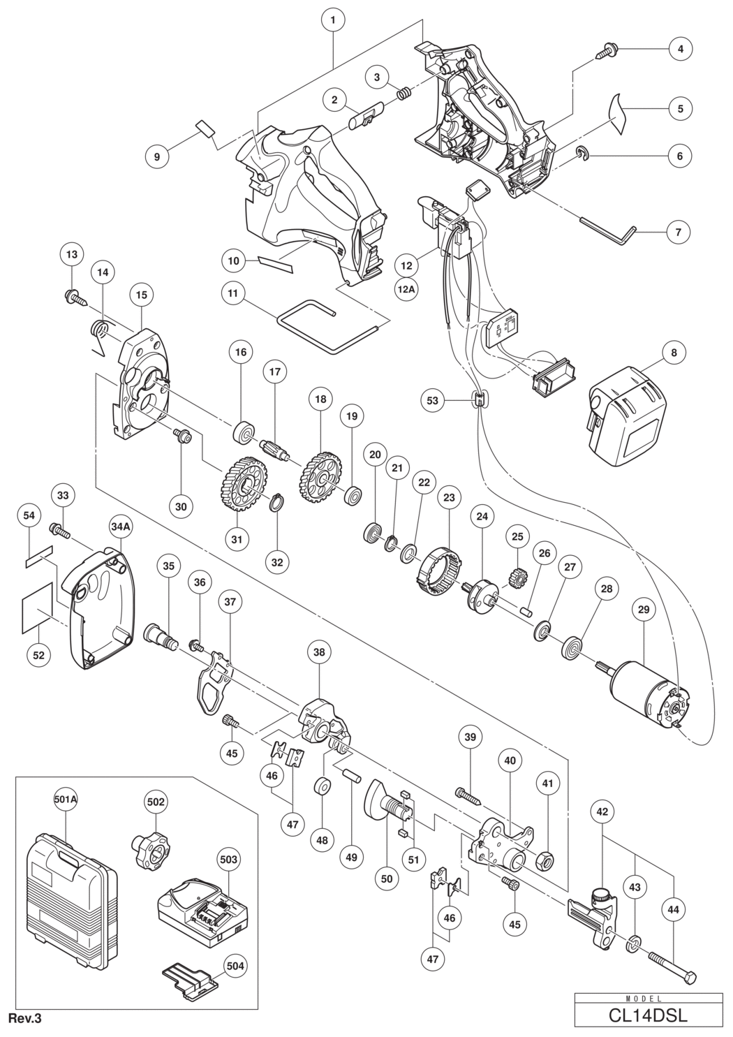 Hitachi / Hikoki CL14DSL Cordless Stud Cutter Spare Parts