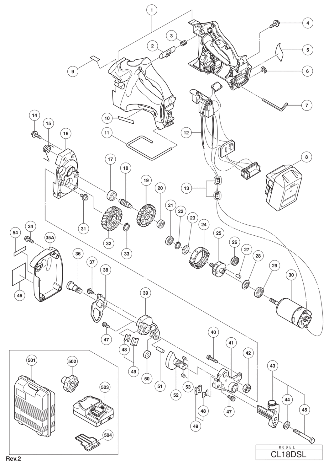 Hitachi / Hikoki CL18DSL Cordless Stud Cutter Spare Parts